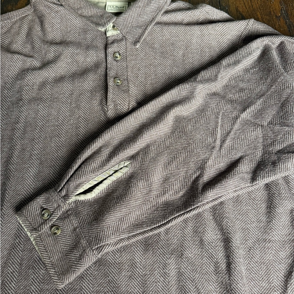 L.L. Bean Taupe Herringbone Casual‎ Shirt
